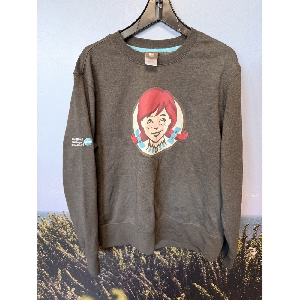 Barco Wendys Sweatshirt Mens Large Gray Crewneck Pullover Graphic Logo NCAA Work